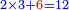 \scriptstyle{\color{blue}{2\times3{+\color{red}{6}}=12}}