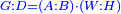 \scriptstyle{\color{blue}{G:D=\left(A:B\right)\sdot\left(W:H\right)}}