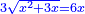 \scriptstyle{\color{blue}{3\sqrt{x^2+3x}=6x}}