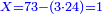\scriptstyle{\color{blue}{X=73-\left(3\sdot24\right)=1}}