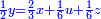 \scriptstyle{\color{blue}{\frac{1}{2}y=\frac{2}{3}x+\frac{1}{6}u+\frac{1}{6}z}}